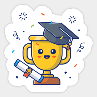 Cute graduation trophy cartoon Sticker